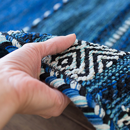 インド綿を使ったキリム柄の手織りコットンラグ 約140x200 cm 1.5畳 