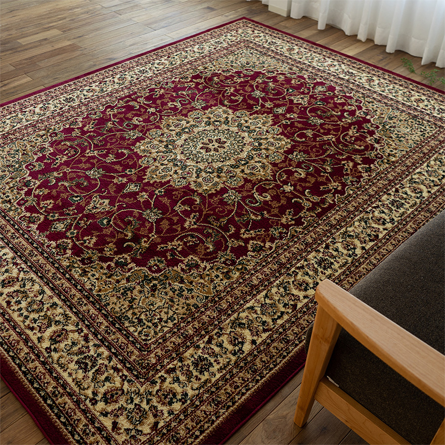トルコ製ペルシャデザインのウィルトン織りラグ 約 240×330 cm 6畳