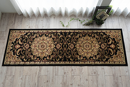 伝統のペルシャ柄、ウィルトン織りのロングマット 約 80×240 cm ｜輸入