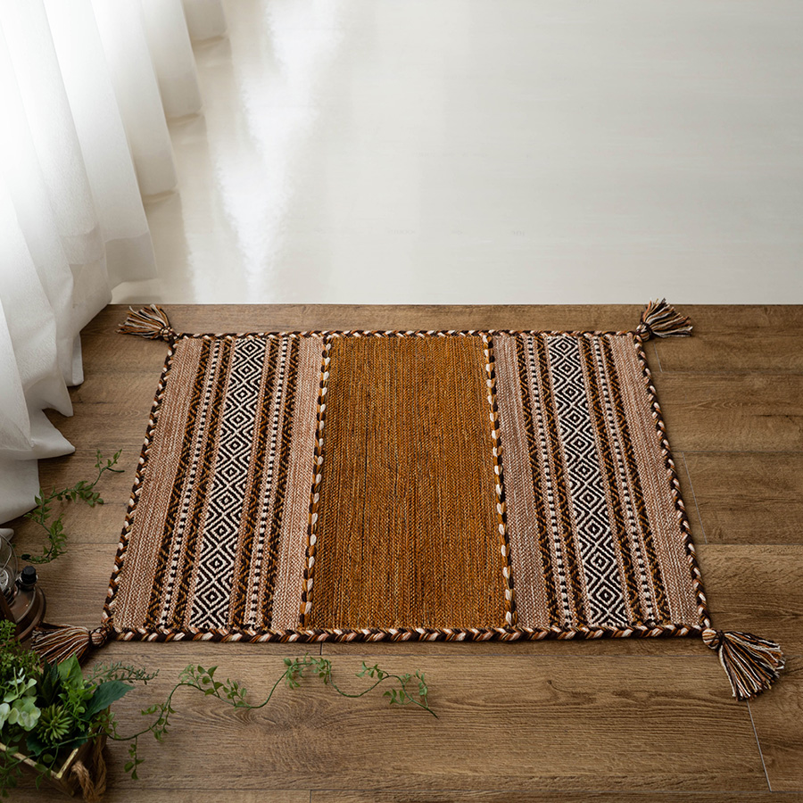 木のモチーフインドキリム　 ベージュブラウンラグ 約160x230cm 木のモチーフインドキリム ベージュブラウンラグ 約160x230cm