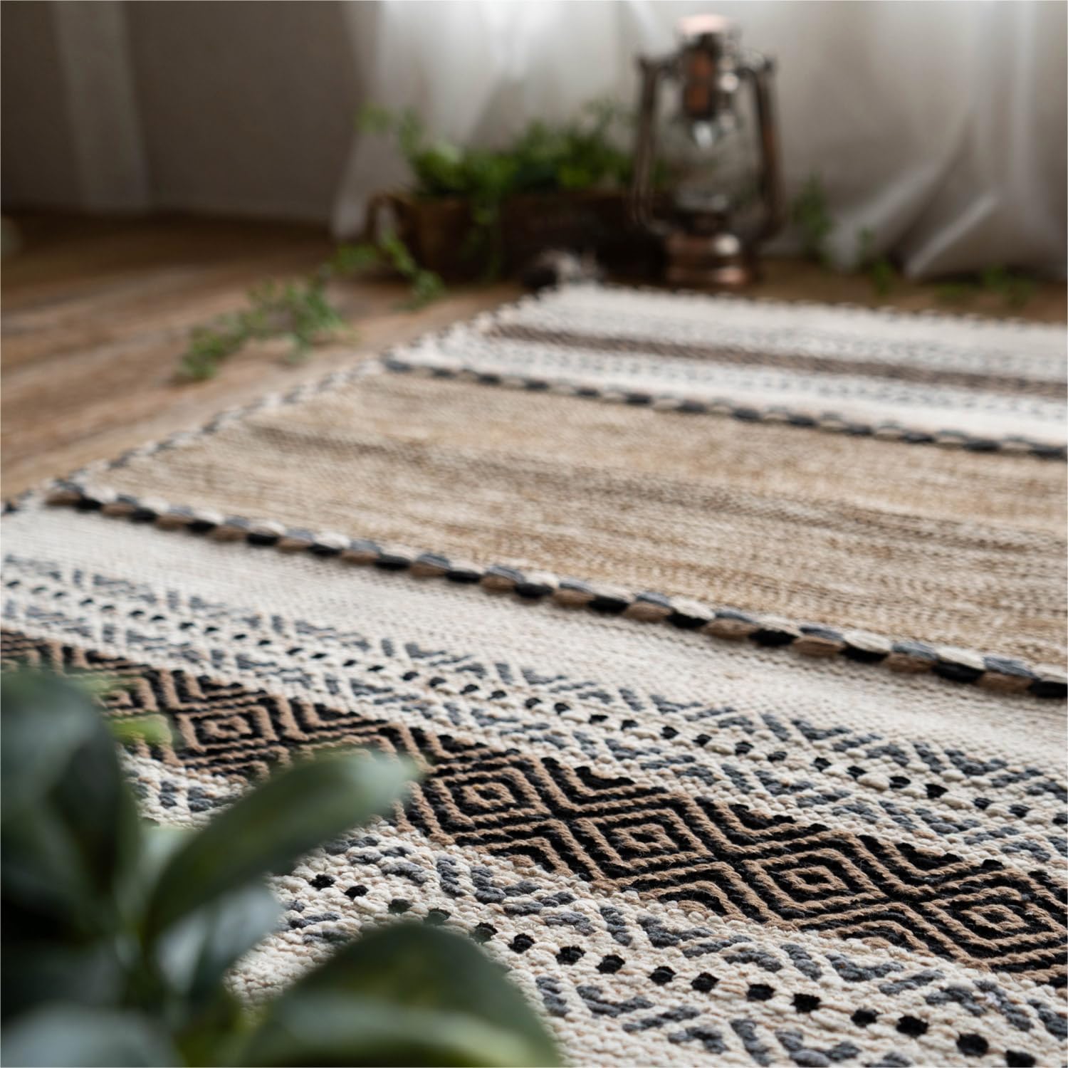 文様ハレル キリムマット 約63×115cm 文様ハレル キリムマット 約63×115cm